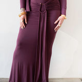 Mila Draped Maxi Skirt in Plum