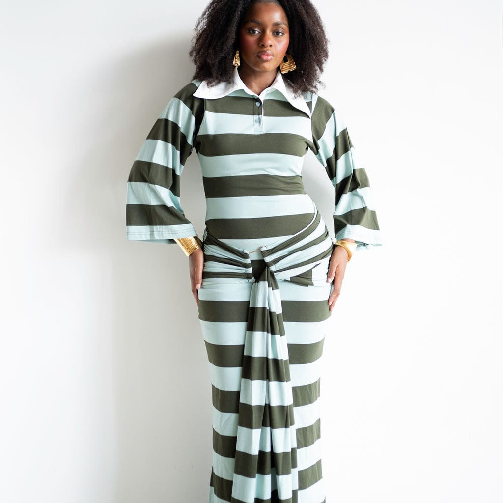 Onila Rugby Polo Maxi Dress in Green 3XL