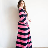 Onila Rugby Polo Maxi Dress in Pink and Navy Blue