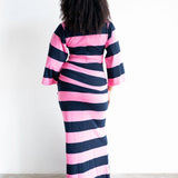 Onila Rugby Polo Maxi Dress in Pink and Navy Blue