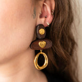 Ewa Gold & Wood Drop Earrings
