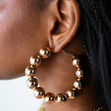 Ama Sleek Ball Hoop Earrings Gold