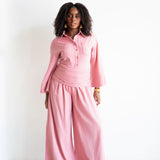Ola Pinstripe Full Sleeve Top in Pink