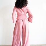Ola Pinstripe Full Sleeve Top in Pink