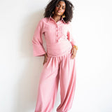 Ola Pinstripe Full Sleeve Top in Pink