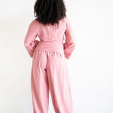 Ola Pinstripe Full Sleeve Top in Pink