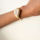 Aisha Raw Stone Gold Cuff