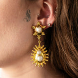 Sunburst Pearl Drop Earrings