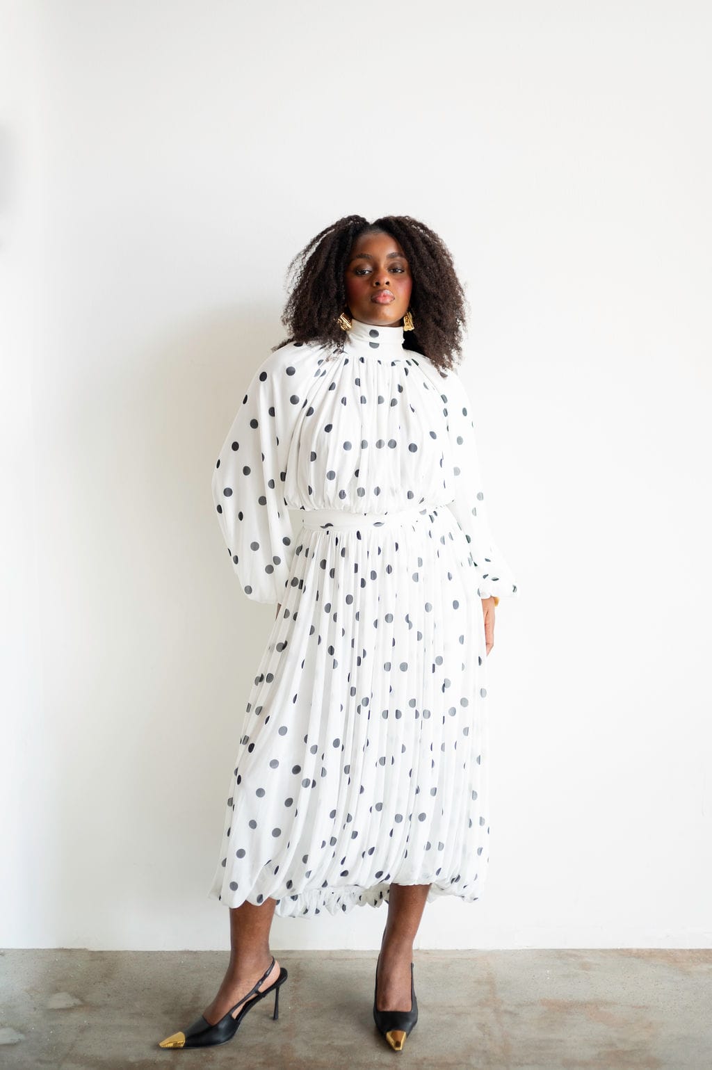 bubble skirt dress long sleeve Mali Cropped Top and Bubble Set in Polka Dot 3XL Occasions_Work fitted sleeves NWT CARA SANTANA X Hat Size:56