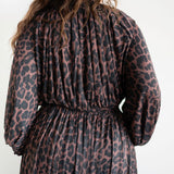 Mali Long Sleeve Bubble Cropped Top and Bubble Skirt Set in Leopard