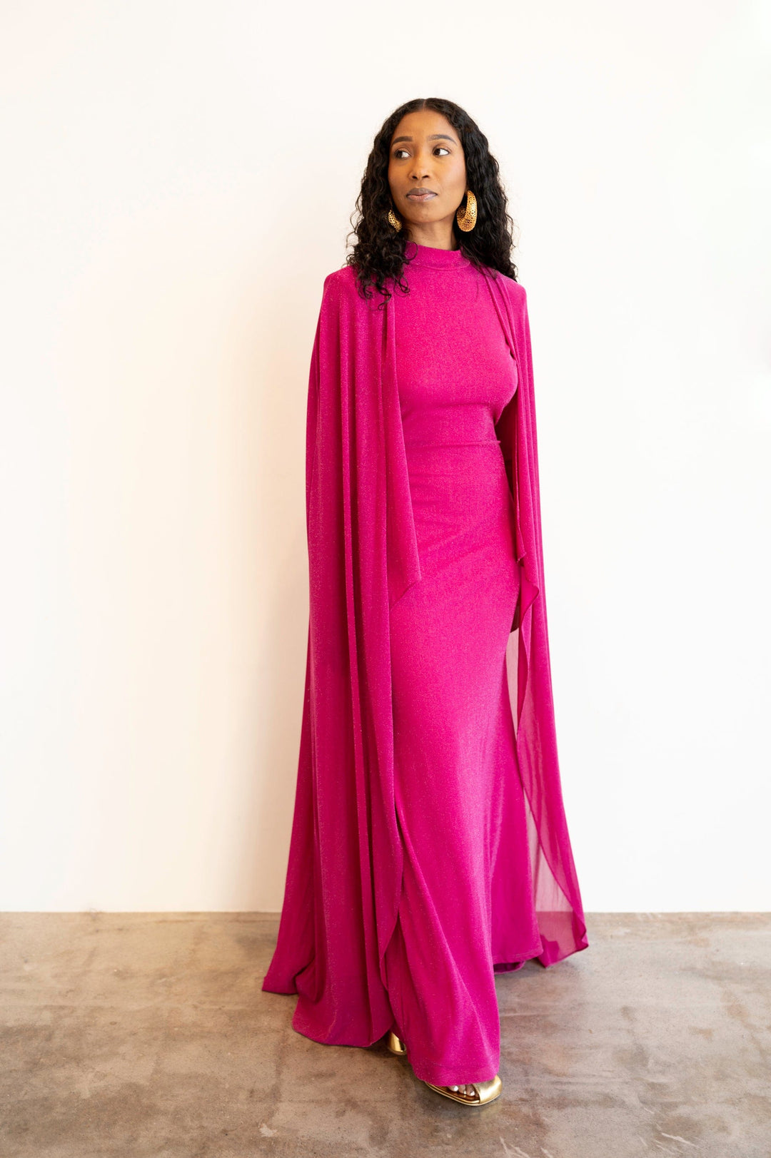 cape maxi dress Zahra Gown L occ:Easter Maxi length Sizing Black Halo Leonora Floral Size:31.5