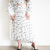 Mali Long Sleeve Bubble Cropped Top and Bubble Skirt Set in Polka Dot