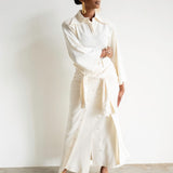 Inayah Asymmetrical Button Skirt with Ties Ivory
