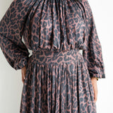 Mali Long Sleeve Bubble Cropped Top and Bubble Skirt Set in Leopard