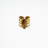 Wu Tiger Stone Gold Ring Brown