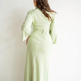 Inayah Asymmetrical Button Skirt with Ties Sage Green
