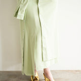 Inayah Asymmetrical Button Skirt with Ties Sage Green
