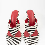Abila Pony Hair Thong Wedge Sandal with Gold Heel in Zebra Print