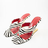 Abila Pony Hair Thong Wedge Sandal with Gold Heel in Zebra Print