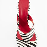 Abila Pony Hair Thong Wedge Sandal with Gold Heel in Zebra Print