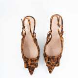 Nimr Belt Slingback Pumps in Leopard