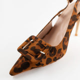 Nimr Belt Slingback Pumps in Leopard