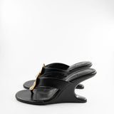 Zari Thong Wedge Sandal in Black and Gold