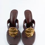 Zari Thong Wedge Sandal in Brown and Gold
