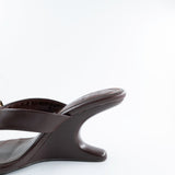 Zari Thong Wedge Sandal in Brown and Gold