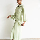 Inayah Asymmetrical Button Skirt with Ties Sage Green
