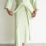 Inayah Asymmetrical Button Skirt with Ties Sage Green