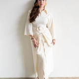 Inayah Asymmetrical Button Skirt with Ties Ivory