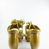 Lala Lace-Up Platform Sandals in Chartreuse Green