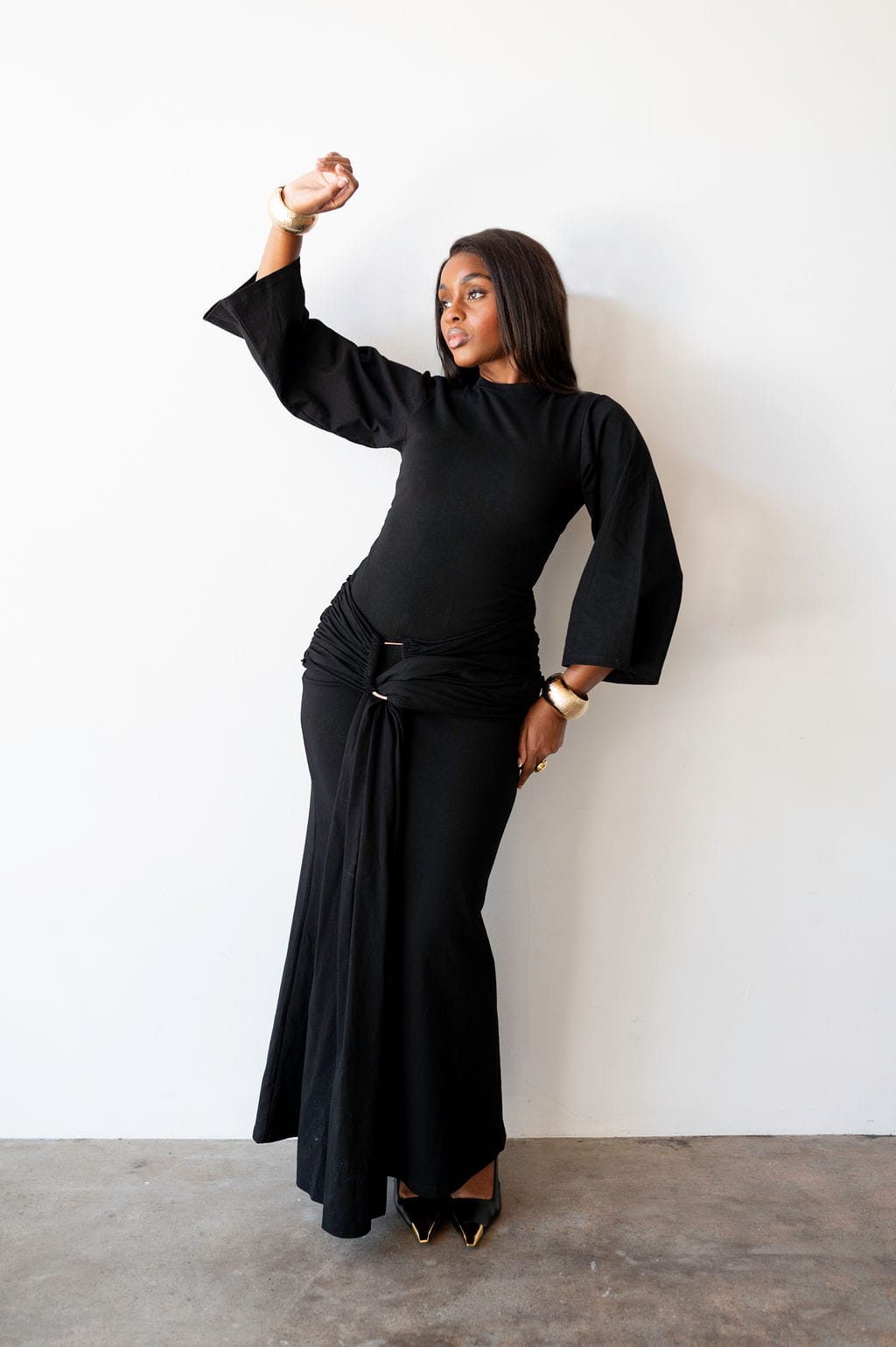 long black t shirt dress The Perfect Elevated T-Shirt Dress in Black M