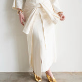 Inayah Asymmetrical Button Skirt with Ties Ivory