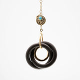 Zora Turquoise, Wood & Gold Earrings