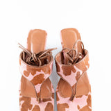 Malu Pony Hair Lace Up Thong Sandal with Ball Heel in Cow Print