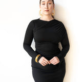 Tala Asymmetrical Long Sleeve Top in  Black