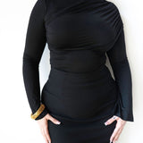 Tala Asymmetrical Long Sleeve Top in  Black