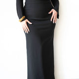 The Perfect No-Slit High Waist Maxi Skirt in Black