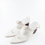 Raina Lace Up Sandal with Wooden Heel in White