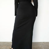 The Perfect No-Slit High Waist Maxi Skirt in Black