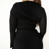 Tala Asymmetrical Long Sleeve Top in  Black