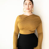 Tala Asymmetrical Long Sleeve Top in  Mustard Yellow