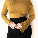 Tala Asymmetrical Long Sleeve Top in  Mustard Yellow