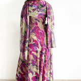 Leena Long Sleeve Cross Neck Maxi Dress with Gold Beads with Scarf