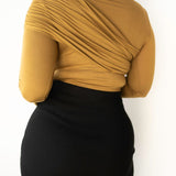Tala Asymmetrical Long Sleeve Top in  Mustard Yellow