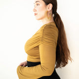 Tala Asymmetrical Long Sleeve Top in  Mustard Yellow