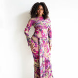 Tala Long Sleeve Asymmetrical Maxi Dress with Gold Beads