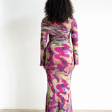 Tala Long Sleeve Asymmetrical Maxi Dress with Gold Beads